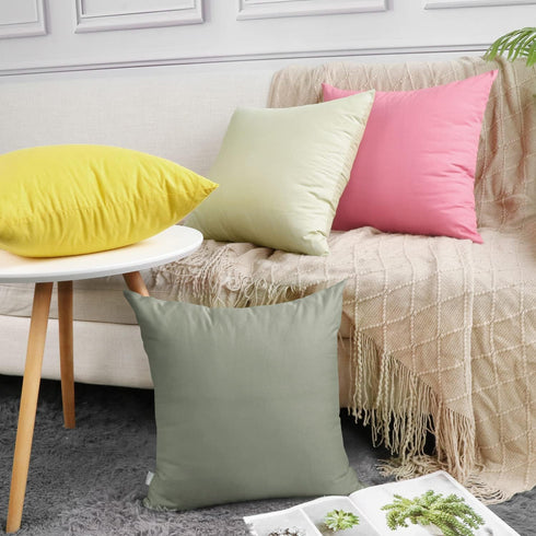 Thmyo 4-Pack 100% Cotton Comfortable Solid Decorative Throw Pillow Case Square Cushion Cover Pillowcase Sublimation Blank Pillow Covers DIY Throw ...