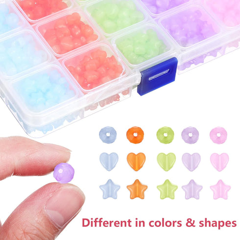 VILLCASE Craft Beads Heart Shape Beads, Star Shape Beads Loose Spacer Beads for Art Crafts DIY Bracelet Necklace Earring Jewelry Making Supplies, ...