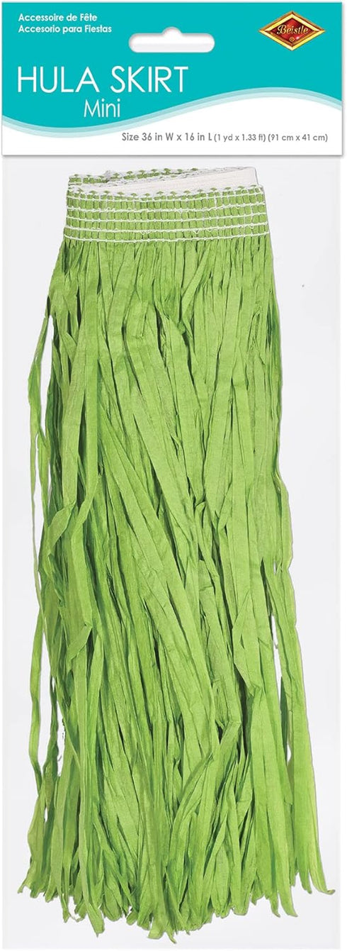 Beistle Adult Size Short Green Paper Grass Hula Skirt Luau Costume Accessory, One...