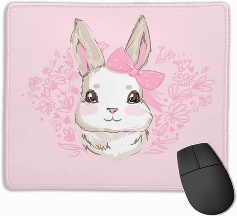 Cute Rabbit Non-Slip Rubber Round Mouse Pad,Gray Cute Rabbit Design Square Mouse Pad Home Office Computer...