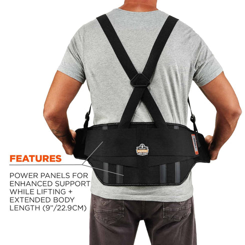 Ergodyne ProFlex 1600 Back Support Brace, 9" Extended Support, High Cut Front For Mobility, Small,Black...