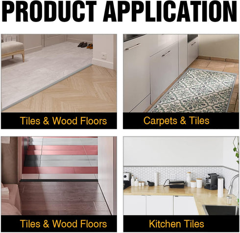 Carpet & Floor Edging Trim Strip,Self Adhesive-PVC Floor Transition Strip,Thresholds for Doorways with a Height Less Than 3 MM (6.56FT_Grey)...