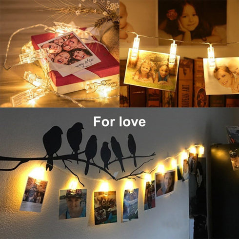 Dimmable 50 Battery-Powered Photo String Lights with Remote Control for Hanging Pictures, Cards, Memos - Warm White...