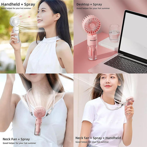 Portable Handheld Misting Fan?Rechargeable Battery Operated Spray Water Mist Fan Foldable?4 Speeds?Small Personal Cooling Fans for Outdoor,Travel,...