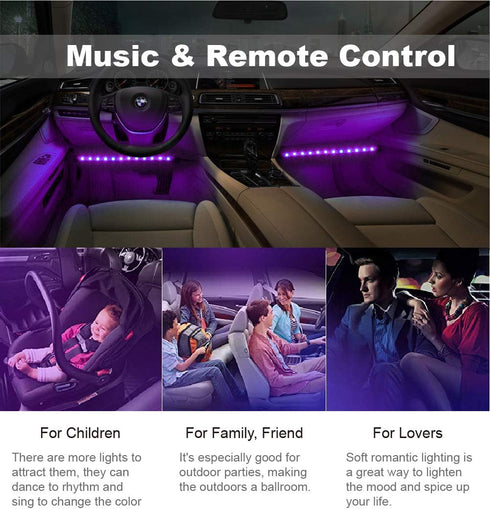 Led Interior Car Lights, Controller Led Lights for Cars, Multicolor Music Underglow Lighting Kits with Wireless Control and Sound Active Function,...