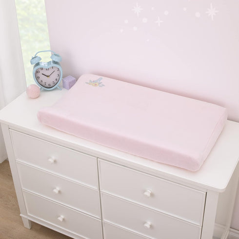 NoJo Disney Sweet Princess Pink and Light Blue Appliqued Glass Slipper Contoured Changing Pad Cover...