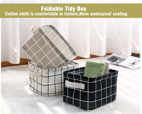AARAINBOW 3 Packs Storage Basket Bins Canvas Mini Storage Cubes Storage Basket for Makeup, Toys Liners, Books Storage Baskets with Handles for She...