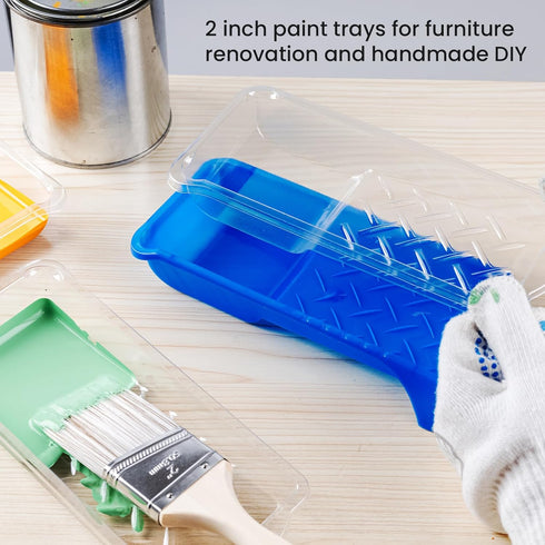 Mister Rui Paint Tray, 2 Inch Paint Tray with Liners, 22 Pack, Disposable Paint Roller Trays with Roller Frame, Plastic Paint Tray Liners, Small P...