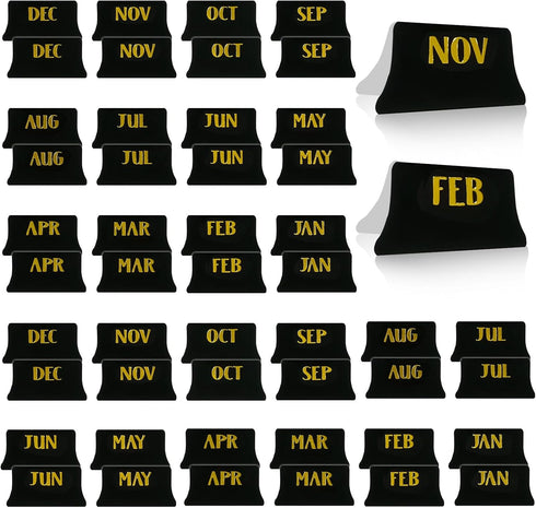 48 pieces Monthly Tabs, Adhesive Month Tabs for Planner Black Monthly Calendar Stickers Monthly Tabs for Planners Journal Notebook Office School S...