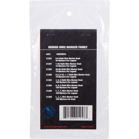 Morris Products Pre-Printed Wire Marker Booklet - Tyvek Book A - Z, 0-15, - / Marking - 10 Markers Per Legend – for Cable Hook Ups – Oil, Water Re...