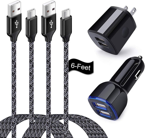 USB Type C Charger Fast Charging for Moto One 5G/5G UW/5G Ace/5G UW Ace/G Stylus/G Play/G Power/G6/G7 Power/Z4, Dual USB Wall Charger USB C Cable ...