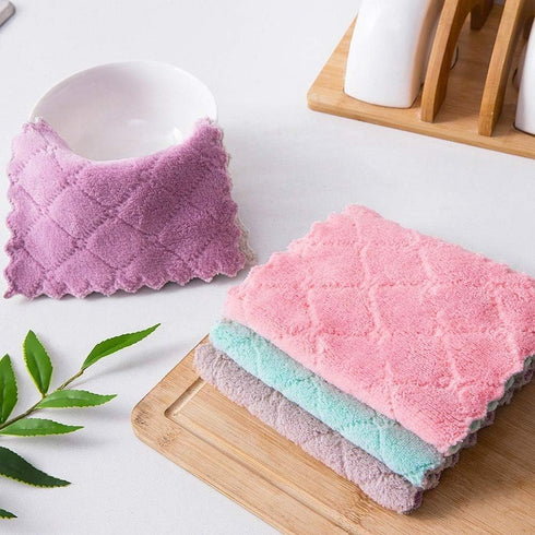 Kitchen Dish Cloths,Microfiber Non-Stick Oil Household Cleaning Dishcloth,Double-Sided Reuseable Wash Towels,Quick Drying Super Absorbent for Cook...