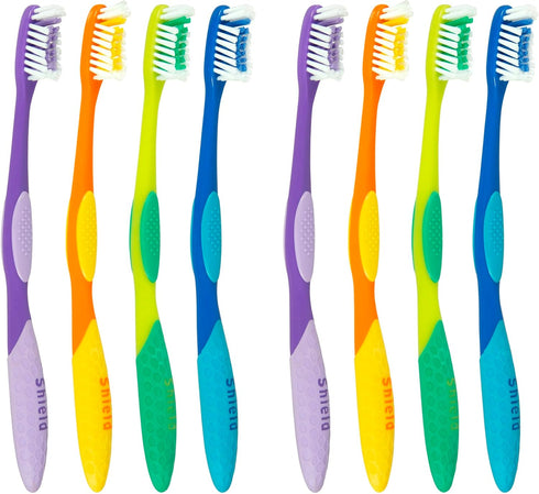 Pro-Clean Toothbrush with Small Head for Better Reach (Family Care - Medium Bristles) Individually Wrapped - 4 Colors - 8 Count (Pack of 1)...