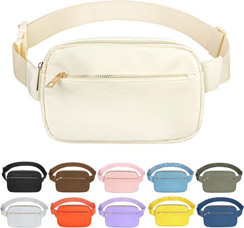 Fashion Fanny Bag-Waist Pack With Adjustable Belt Bag-Unisex Crossbody Pack For Travel Running Hiking-Beige...