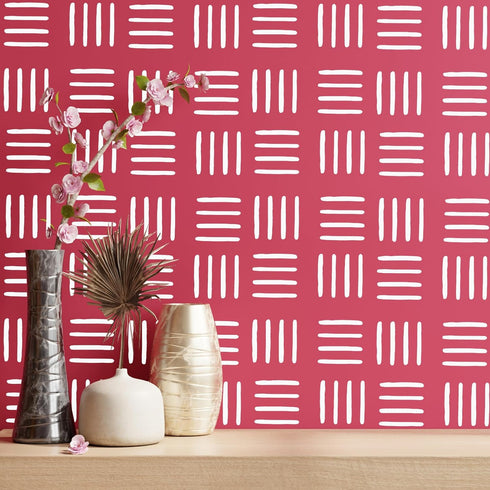 Mudcloth Stripe Boho Stencils for Painting On Wall Large Modern Minimalist Pattern Paint Templates for Wood Brick Floor Tile Furniture Canvas Pape...