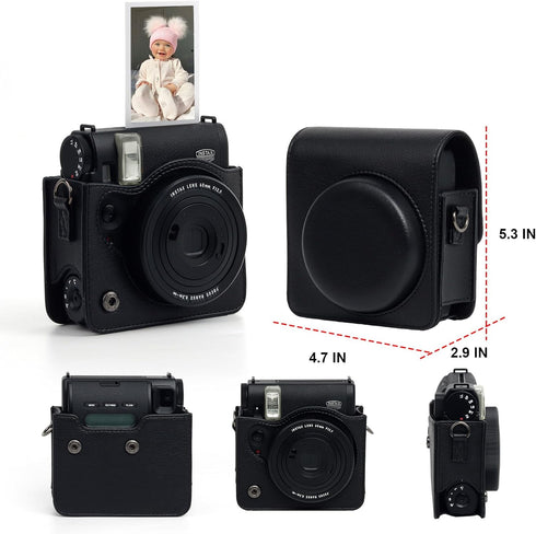 Protective Case for Fujifilm Instax Mini 99 Instant Camera, PU Leather Camera Case with 64 Pocket Mini Photo Album, Adjustable Strap, Photo Border...