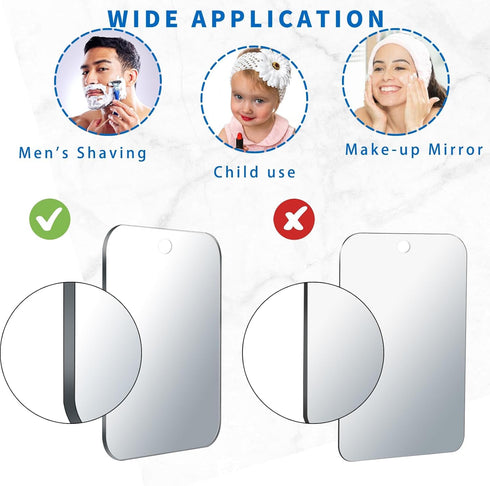Shatterproof Shower Mirror for Shaving with Hook (Medium 8 x 6 inch) 40% Cheaper Than The Original,Unbreakable Deluxe Plexiglass Makeup Mirror,Bat...