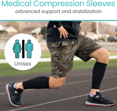 Vive Calf Compression Sleeve for Men & Women 20-30mmHg (1 Pair) - Footless Calf Support Leg Compression Socks for Shin Splint, Pain Relief, Diabet...