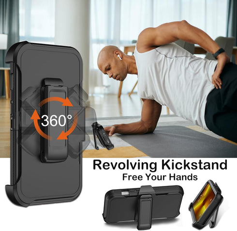 for iPhone 13 Pro Max Case with Belt Clip Holster & Kickstand,Built-in Screen Protector,Heavy Duty Shockproof Drop Protection Military Grade Full ...