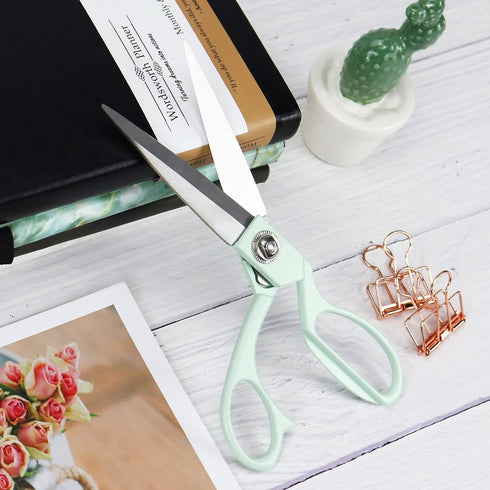 8" All Purpose Stainless Steel Scissors, Heavy Duty Ergonomic Comfort Grip Shears Sharp Green Scissors for Office Home Household (Green)...