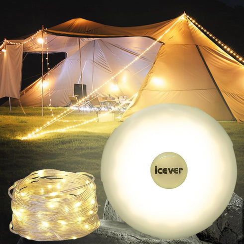 Camping String Lights, 32.8FT Rechargeable Waterproof Hanging Lamp Portable LED Light for Outdoor Camping Awning Tent Garden Party Yard Festival D...