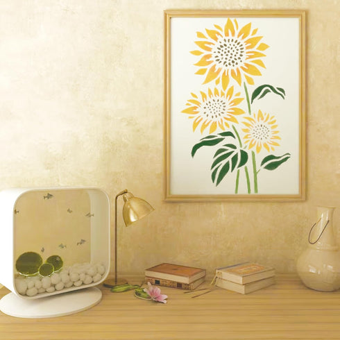 Large Sunflower Stencils for Painting on Wood, 15 inch Sunflower Floral Stencils for Crafts Reusable Wood Burning Drawing Art Flower Paint Stencil...