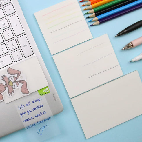 Transparent Sticky Notes Pad 3x5 Inch, Clear Sticky Notes for Books Message Reminder, Waterproof self-Adhesive Translucent Sticky Notes, 10 Packs ...