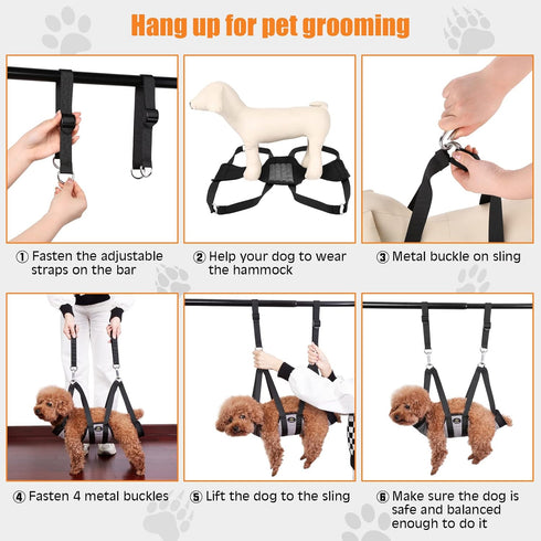 Ownpets Pet Grooming Hammock, Dog Grooming Hammock with Carabiners, Breathable Pet Grooming Harness Sling for Grooming, Hair Nail Trimming Cutting...
