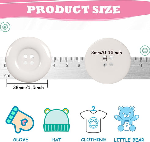 YAKA 50pcs 4 Holes Round Sewing Resin Buttons1.5inch/38mm in Bulk for Environmental Sewing Fasteners Scrapbooking DIY Sewing Tailor Crafts Coats C...