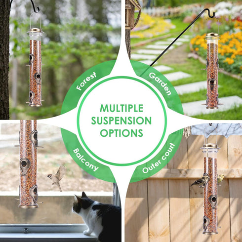 MIXXIDEA Metal Tube Bird Feeders for Outdoors Hanging Bird Feeders for Outside Wild Birds Feeder 6 Ports Hanging Bird Feeder Attract Birds in Your...