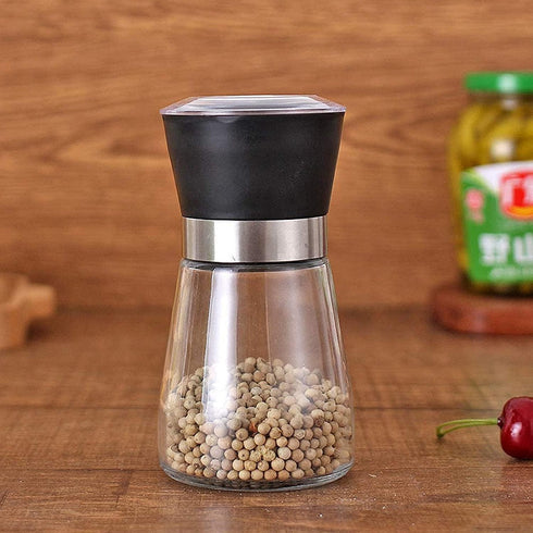 Manual Refillable Pepper Grinder - 6 Oz Refillable Glass Grinders for Pepper, Salt, and Other Spices, Adjustable Rotor with 5 Settings, Scratch-Re...