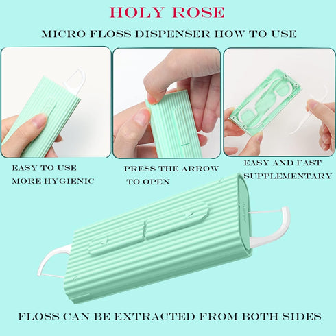 Holy Rose Portable Dental Floss Picks Dispenser 2Box,Travel Floss Storage Case with Adult Toothpicks Flosser Sticks 80 Count,Portable Floss Case f...