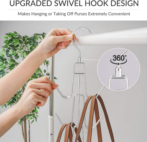 ZEDODIER Purse Hanger Organizer for Closet, 2 Pack Hanging Bag Holder, Keeping Purses Visible and in Good Condition, Metal Handbag Storage Hook Ba...