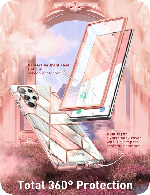i-Blason Cosmo Series for Samsung Galaxy S22 Ultra 5G Case (2022 Release), Slim Stylish Protective Case With Built-in Screen Protector (Marble)...