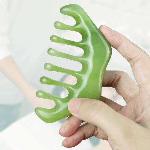 Handheld Massage Comb for Scalp and Meridian Therapy - Natural Resin Guasha Scraping and Multi-Functional Head Massager Tool for Relaxation, Acupo...
