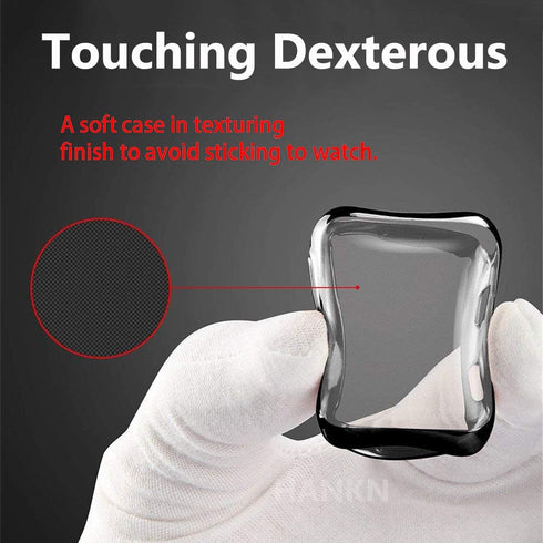 HANKN 4 Pack Case Compatible with Apple Watch Series 9 8 7 - 45mm Screen Protector Case, Soft TPU Full Coverage Plated Shockproof Smartwatch iWatc...
