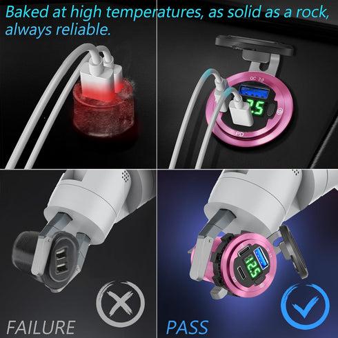 ?Green LED? 78W 12V USB Outlet Qidoe USB Charger Socket Dual PD 30W & 18W Quick Charge 3.0 with Voltmeter Metal Body Switch Waterproof Car Charger...