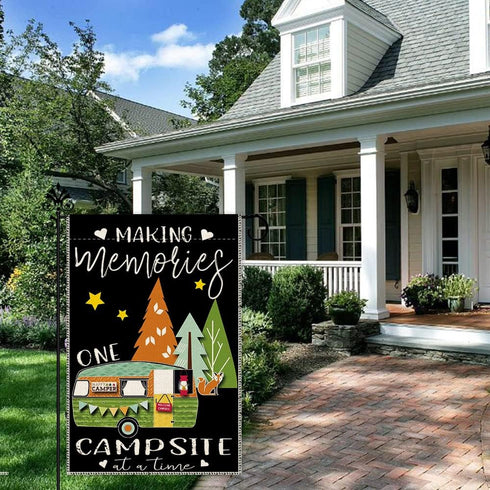 Making Memories Garden Flag, 12 x 18 Inch Double Sided Holiday Yard Outdoor Farmhouse Lawn Decoration Flag, RV Forest Campground Bonfire Camper Ca...