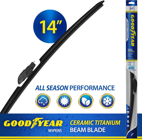 Goodyear Ceramic Titanium 14" Beam Windshield Wiper Blade, Replacement Windshield Wiper Blade with Universal Adaptor, Pack of 1...
