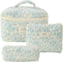 3 Pcs Cotton Quilted Makeup Bag Set, Floral Cotton Cosmetic Bag, Cute Makeup Bag, Aesthetic Toiletry Travel Organizer Bag for Women Girls (A)...