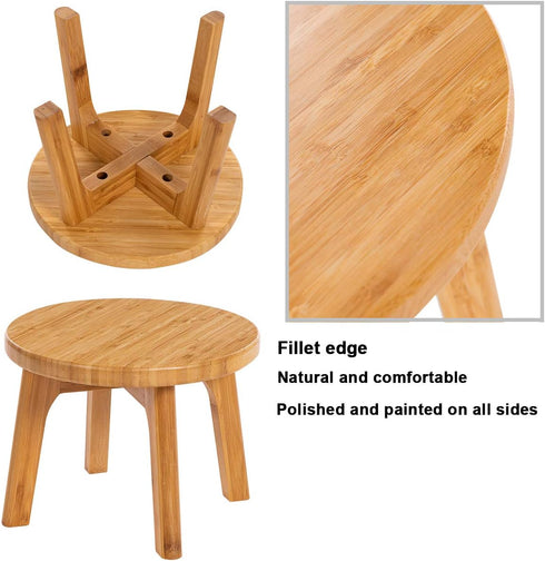 GOBAM Bamboo Step Stool, 7.3 inches - Sturdy Foot Stool for Adults and Kids, Portable Wooden Stool for Kitchen, Bathroom, Bedroom, or Toy Room - 3...