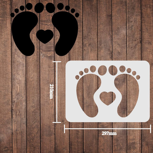 FINGERINSPIRE Footprint Stencil Template 11.6x8.3 inch Plastic Baby Shower Footprint Pattern Drawing Painting Stencils Rectangle Reusable Stencils...