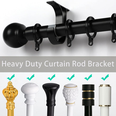 Generic 4 Pack Curtain Rod Ceiling Mount Bracket, Heavy Duty Curtain Rod Holder with Matching Screws, Aluminum Alloy Closet Rod Holder with Plasti...
