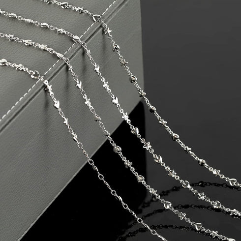 YOUBEIYEE Silver Jewelry Making Chains Bulk with Jump Rings and Lobster Clasps, Solid Heart Star Rolo Link Chain Bracelets Anklets DIY Jewelry Sup...