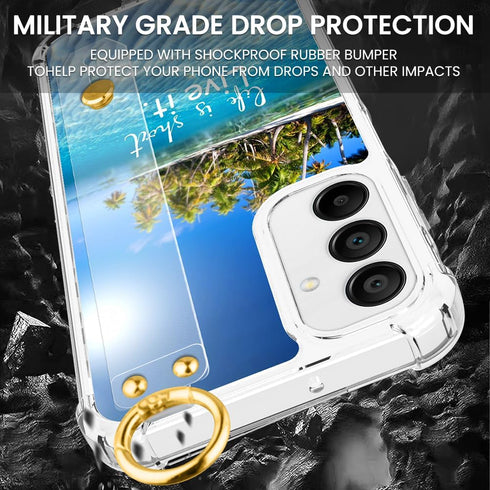 OOK Wrist Strap Case for Samsung Galaxy A15 5G with Kickstand, Seabeach Wristband Crystal Shockproof Protection Phone Case for Women Girls Clear C...