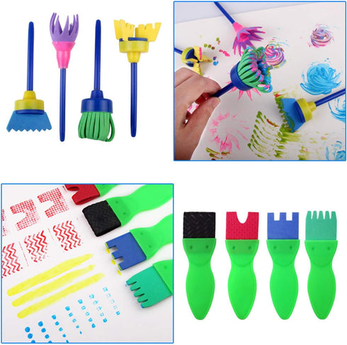 Kids Paint Brushes Set, 12 Pack Washable Sponge Painting Brushes, Early Learning Sponge Painting Tools Arts Craft...