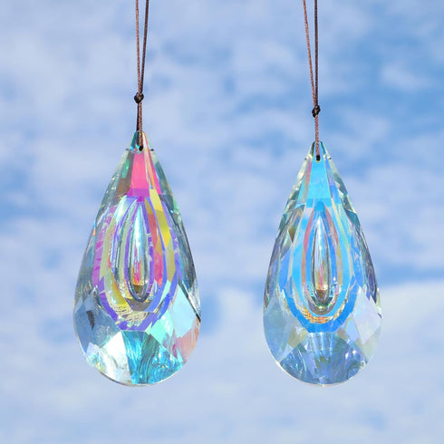 120mm Crystal Suncatcher, 2 Pack Large Prism Sun Catchers Windows Hanging Ornaments Rainbow Maker Pendant Indoor Outdoor Garden Chandelier Birthda...