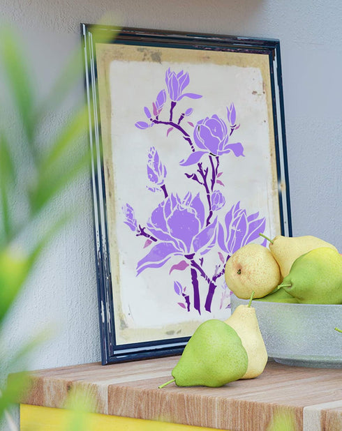 GSS Designs Large Magnolia Flowers Stencils 12 x 16Inch - Magnolia Flower Stencils for Painting on Wood Canvas Paper Fabric Floor Wall Tile...