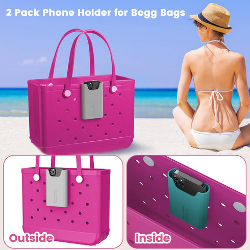 OUTXE 2 Pack Silicone Phone Holder for Bogg Bag, Phone Case Holder Charms Accessory Compatible with All Bogg Bags, Cell Phone Holder for Bogg Bag,...