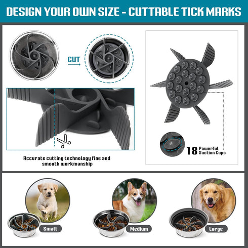 2 Pcs Dog Bowl Slow Feeder Insert, Cuttable Slow Feeder Dog Bowl Insert with Strong Suction Cups, Cat Dog Feeding Supplies, Slow Feeder for Most D...